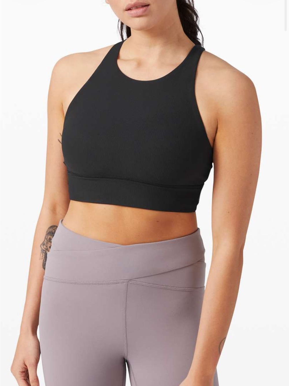 Lululemon Energy High Neck Long Line Sports Bra Black Size 4 B-D Cup Luxtreme
